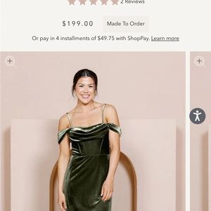 Revelry Sienna Velvet dress size 10 olive color